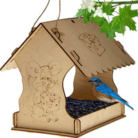 Bird Feeder Made from Wood with Seed Tray, Outdoor Birdfeeders for Wild Birds Made from Wood - BESTMASCOTA.COM