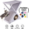 Ruff 'n Ruffus Árbol de la Torre del Gato Plegable + Bono de mano Chase Juguete + 6 Juguetes de Gato | Casa Plegable de Felpa con Hamaca | Condominio | Almohadilla de Arañazos | & Pelotas de Jugar | Para Gatitos | Gatos Medianos y Grandes - BESTMASCOTA.COM