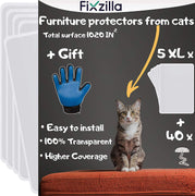 Protectores para muebles de gatos – 5 unidades XL – Disuasorio para gatos – Repelente para muebles – Protector de sofá de gatos – Incluye guante de aseo - BESTMASCOTA.COM