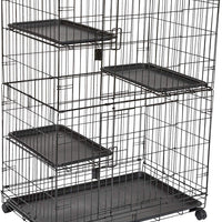 Caja grande de 3 pisos para gatos, diseño de jaula de gato, color negro - BESTMASCOTA.COM