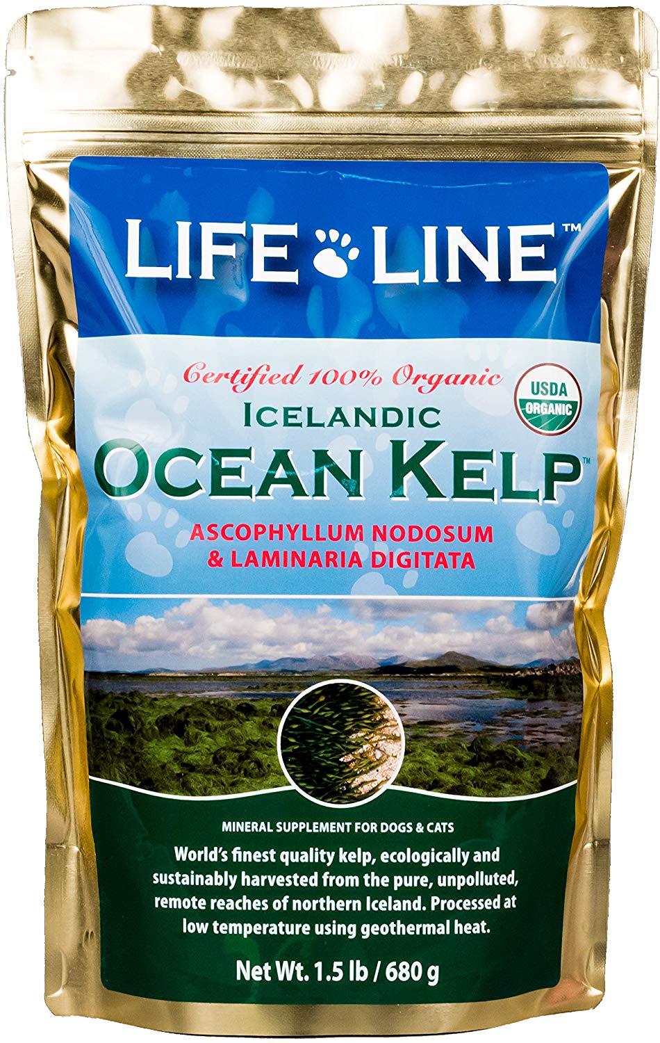 Life Line Pet Nutrition Organic Ocean Kelp Supplement for Skin & Coat, Digestion, Teeth & Gums in Dogs & Cats, 8-Ounce - BESTMASCOTA.COM