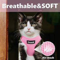 DCSUIT Cat Harness Leash Set - Escape Proof Safety Pink Cute Small Dog Soft Mesh Breathable Full Body Vest Harness,Adjustable Comfort Fit for Puppy/Kittens/Rabbits/Small Animals Easy Walking Outside - BESTMASCOTA.COM