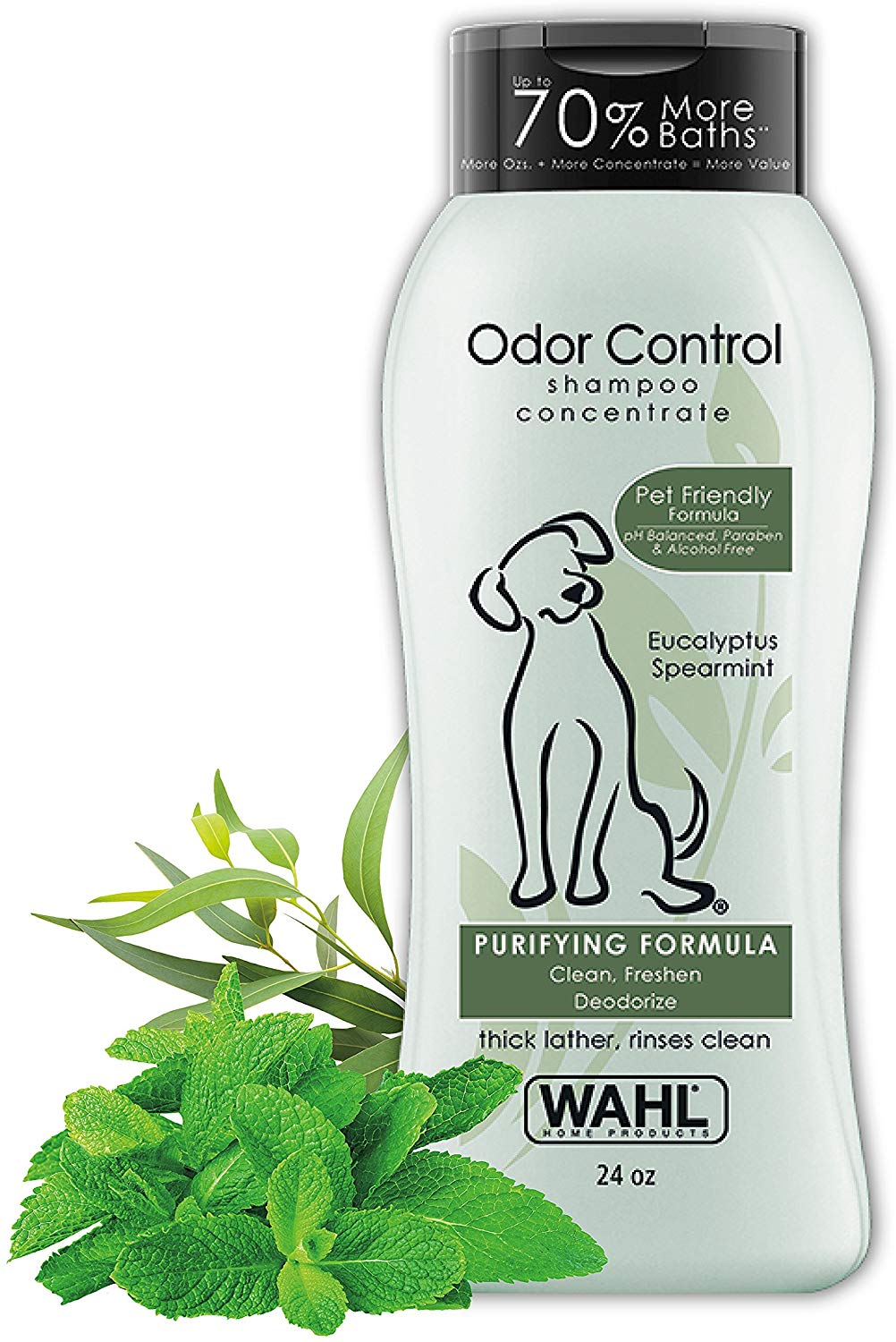 Wahl Champú para perros y mascotas con control de olor, desodorante de animales de eucalipto y menta para limpieza y frescura, 24 onzas - BESTMASCOTA.COM