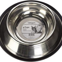 Bergan - Cuenco de acero inoxidable para mascotas con bordes - BESTMASCOTA.COM