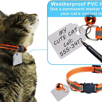 Elanz - Juego de 6 collares de gato reflectantes, con campana y etiqueta de identificación – ajustable, supersuaves, duraderos de nailon para gatos, multicolor con hebillas de seguridad y etiquetas de identificación impermeables para gatos y gatos - BESTMASCOTA.COM