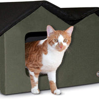 K&H Pet Products Outdoor Kitty House Extra-Wide Olive - Outdoor Cat Shelter (Heated or Unheated) - BESTMASCOTA.COM
