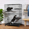 Caja grande de 3 pisos para gatos, diseño de jaula de gato, color negro - BESTMASCOTA.COM