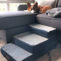 Zora 2 in 1 Foam Pet Stairs & Foam Dog Bed - Cat Stairs Orthopedic Dog Bed Medium Pet Bed Large Dog Beds Small Dog Bed Small Pet Steps for Bed Pet Beds Memory Foam Dog Bed for Crate Dog Pillow - BESTMASCOTA.COM