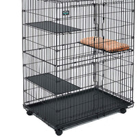 Midwest - Jaula para gatos con 3 estantes ajustables y 1 estante para cama de gato y ruedas de rueda. Ideal para 1 – 2 gatos. Medidas de la jaula de 14.2 x 9.3 x 19.9 in. - BESTMASCOTA.COM