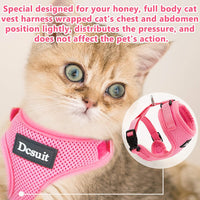 DCSUIT Cat Harness Leash Set - Escape Proof Safety Pink Cute Small Dog Soft Mesh Breathable Full Body Vest Harness,Adjustable Comfort Fit for Puppy/Kittens/Rabbits/Small Animals Easy Walking Outside - BESTMASCOTA.COM