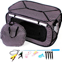 CheeringPet – Jaula de viaje plegable portátil para mascotas – incluye bolsa de almacenamiento, 4 juguetes para gatos – panel de privacidad con cremallera de malla lateral - BESTMASCOTA.COM