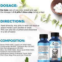 Oral Health for Cats Dental Treatment - Natural Stomatitis and Gingivitis Solution is Highly Effective for Feline Mouth Issues Including Tartar and Inflammed Gums - Easy to Use (450 pills) - BESTMASCOTA.COM