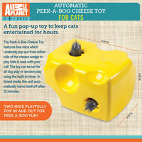 Animal Planet automático Peek A Boo – Queso juguete para gatos, características integrado función de apagado automático, Pop fuera ratones para horas de entretenimiento, jugar todo el día modo de W/de distancia, funciona con pilas - BESTMASCOTA.COM
