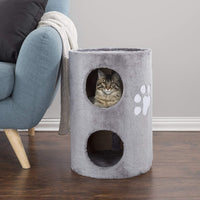 petmaker Cat Condo 2 Story con Scratching superficie de doble agujero, 14" x 20.5," Gray - BESTMASCOTA.COM