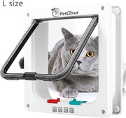 PetCitrus - Puertas para puerta de gato (cierre de 4 vías, para interior y exterior, para interiores, pared, ventana, puerta magnética a prueba de agua y oscilante, compatible con gatos grandes, Kitty, perros pequeños) - BESTMASCOTA.COM