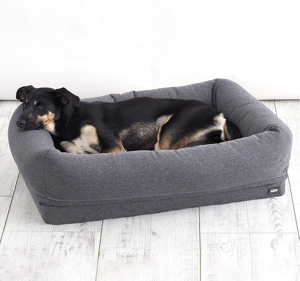 BarkBox - Cama de espuma viscoelástica para perro, alivio de articulaciones ortopédicas de felpa, 2 – 1 caja o cama de almohada, lavable a máquina + funda extraíble; forro impermeable, incluye juguete chirriador - BESTMASCOTA.COM