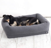 BarkBox - Cama de espuma viscoelástica para perro, alivio de articulaciones ortopédicas de felpa, 2 – 1 caja o cama de almohada, lavable a máquina + funda extraíble; forro impermeable, incluye juguete chirriador - BESTMASCOTA.COM