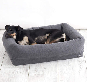 BarkBox - Cama de espuma viscoelástica para perro, alivio de articulaciones ortopédicas de felpa, 2 – 1 caja o cama de almohada, lavable a máquina + funda extraíble; forro impermeable, incluye juguete chirriador - BESTMASCOTA.COM