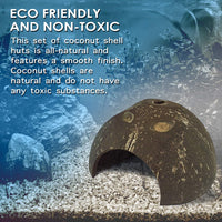 Juego de 2 Coco Shell Hut – hábitat Natural Hideout para arañas Hermit, cangrejos, reptiles, hamsters, peces - BESTMASCOTA.COM