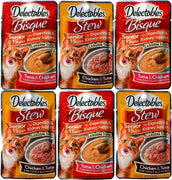 Delectables Stew Senior 15 + Pollo y atún con licencia para gato Bisque Senior 15 años + Lickable Wet Cat Treats. Dos sabores, 3 bolsas de cada sabor. Paquete variado de 6 unidades en total. - BESTMASCOTA.COM