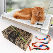 Percha para ventana de gato (soporta hasta 60 libras) – Cama para gato resistente y duradera – Ventosas de diseño personalizado – Incluye cojín para ventana de gato y juguete para gato – No requiere herramientas. - BESTMASCOTA.COM