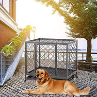 Jaula de metal resistente para perros grandes, fácil de montar con cuatro ruedas. - BESTMASCOTA.COM