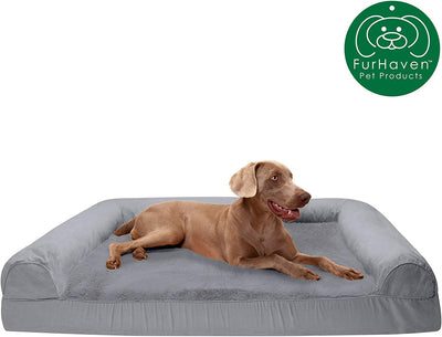 Furhaven Cama para perro | Sofá ortopédico de piel sintética y ante estilo tradicional con funda extraíble para perros y gatos - Disponible en varios colores y estilos - BESTMASCOTA.COM