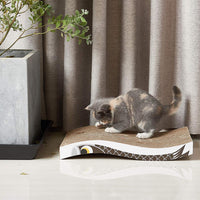 Coching Cat Scratcher – Almohadilla para arañazos de cartón curvado con tres diferentes texturas de diseño de rayones duraderos, reversible con gato orgánico, L - BESTMASCOTA.COM