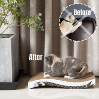 Coching Cat Scratcher – Almohadilla para arañazos de cartón curvado con tres diferentes texturas de diseño de rayones duraderos, reversible con gato orgánico, L - BESTMASCOTA.COM