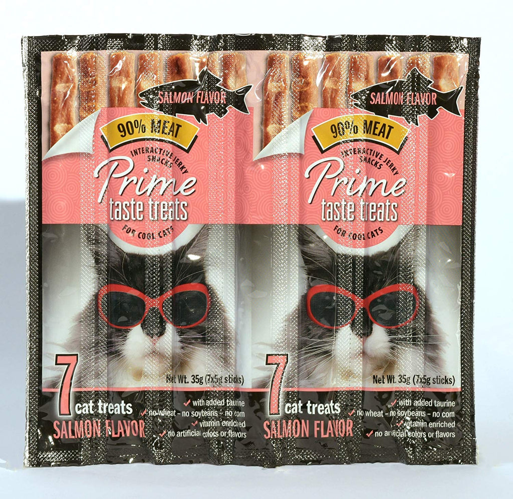 Prime sabor dulces salmón Jerky Treat para gatos, pack de 1, 35 g (7 x 5g varillas de incienso) - BESTMASCOTA.COM