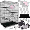 Petsmatig jaula de alambre para gatos: espaciosa caja de metal plegable para mascotas con 3 aperturas, 3 plataformas, 3 escaleras, 1 hamaca, 1 bandeja inferior, 4 ruedas y guantes de aseo gratis - BESTMASCOTA.COM