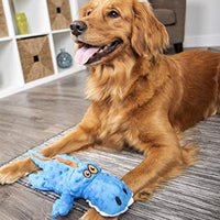 GoDog Just for Me Gators - Peluche de perro con protector para masticar - BESTMASCOTA.COM