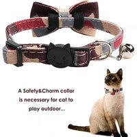 Collar de gato con capucha y pajarita, diseño a cuadros ajustable de seguridad Kitty Kitten Collares (6.8-10.8in) - BESTMASCOTA.COM