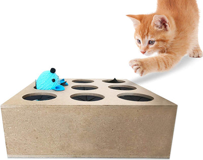 Abrazos Pet Productos Whack un mouse, aprendizaje gato juguete, Marrón - BESTMASCOTA.COM