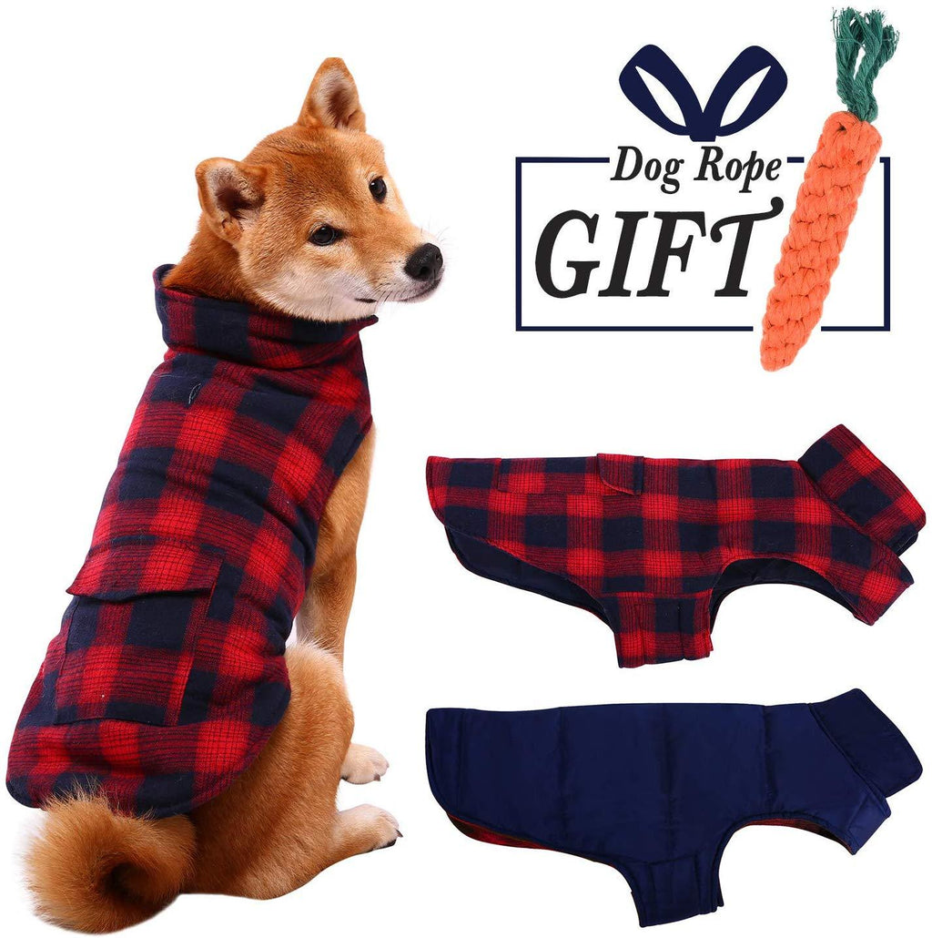 Abrigo para perro ESOEM para mascotas, abrigo, cálido, acogedor, impermeable y resistente al viento, reversible, para perros, ropa exterior con juguetes de masticar de zanahoria para perros pequeños, medianos y grandes - BESTMASCOTA.COM