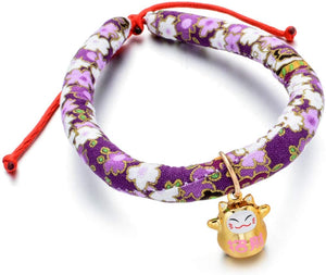 Accesyes - Collar de gato con estampado japonés Chirimen con corbata para gato, mascota, ajustable, talla única - BESTMASCOTA.COM