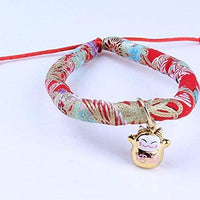 Accesyes - Collar de gato con estampado japonés Chirimen con corbata para gato, mascota, ajustable, talla única - BESTMASCOTA.COM