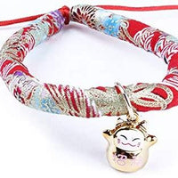 Accesyes - Collar de gato con estampado japonés Chirimen con corbata para gato, mascota, ajustable, talla única - BESTMASCOTA.COM