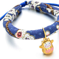 Accesyes - Collar de gato con estampado japonés Chirimen con corbata para gato, mascota, ajustable, talla única - BESTMASCOTA.COM