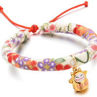 Accesyes - Collar de gato con estampado japonés Chirimen con corbata para gato, mascota, ajustable, talla única - BESTMASCOTA.COM