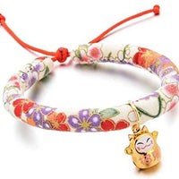 Accesyes - Collar de gato con estampado japonés Chirimen con corbata para gato, mascota, ajustable, talla única - BESTMASCOTA.COM