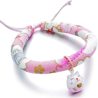 Accesyes - Collar de gato con estampado japonés Chirimen con corbata para gato, mascota, ajustable, talla única - BESTMASCOTA.COM