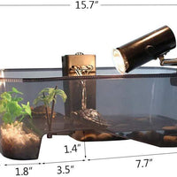 Acuario para tortuga, hábitat de reptiles, hábitat de tortuga, tanque de reptiles con plataforma para cangrejo de cangrejo (negro) - BESTMASCOTA.COM