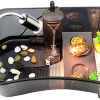 Acuario para tortuga, hábitat de reptiles, hábitat de tortuga, tanque de reptiles con plataforma para cangrejo de cangrejo (negro) - BESTMASCOTA.COM
