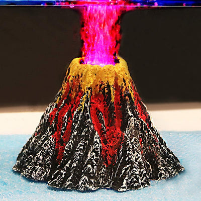 Adorno para acuario Uniclife de volcán con LED color rojo y salida de aire con burbujas - BESTMASCOTA.COM