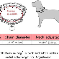 Aheasoun Collar de perro, de acero cromado para perros, collar de perro, con puntas de goma, seguro y ajustable, grande de 0.157 in - BESTMASCOTA.COM