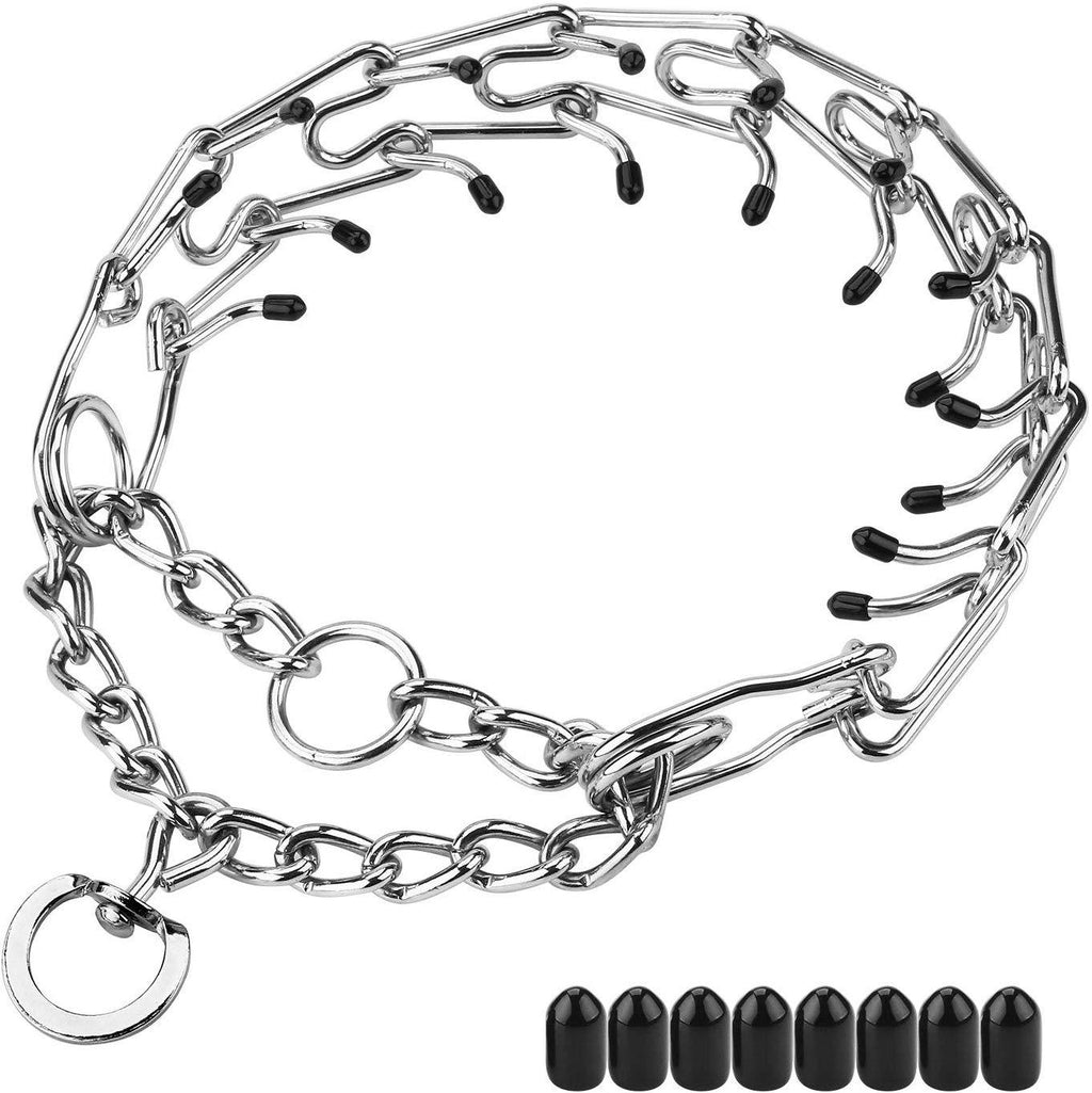 Aheasoun Collar de perro, de acero cromado para perros, collar de perro, con puntas de goma, seguro y ajustable, grande de 0.157 in - BESTMASCOTA.COM