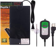 Aiicioo - Esterilla de calor reptil con termostato - Adhesivo extraíble para debajo del depósito de calor de temperatura ajustable para reptiles de tanque de 10 a 20 gales, anfibios, cangrejo ermitaño serpiente lagarto - BESTMASCOTA.COM