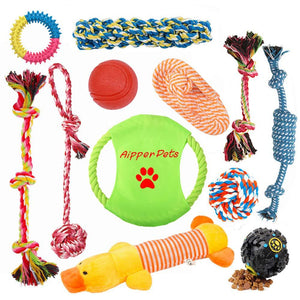 Aipper Juguetes para cachorros de perro, 12 unidades, juguetes para masticar cachorros para jugar y limpiar los dientes, juguetes de chirriar IQ Treat Ball y disco volador de perro incluido, juguetes para morder cachorros para perros medianos a pequeños, - BESTMASCOTA.COM