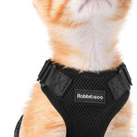 rabbitgoo - Arnés para gato para caminar, a prueba de escape, para gatos pequeños y medianos, arneses ajustables, arnés de malla suave para gatos pequeños, chaqueta de gato segura con tiras reflectantes y 1 anillo de metal - BESTMASCOTA.COM